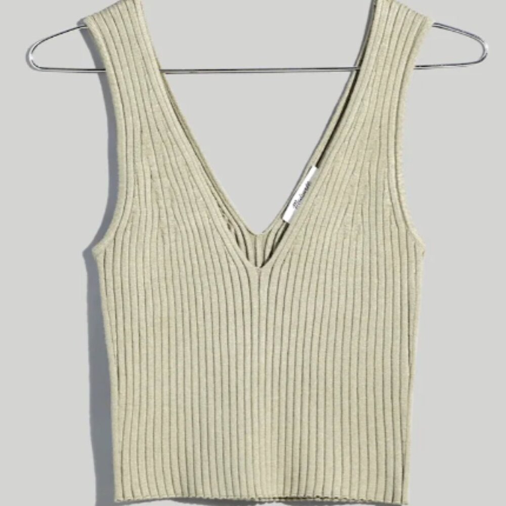 Madewell V-Neck Sweater Tank - Green - Small